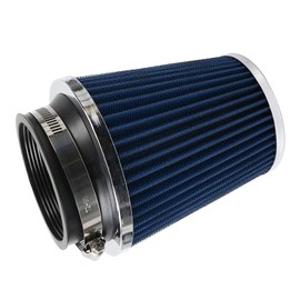 Filtro de admisión de aire frío, alto rendimiento, filtro lavable, filtro de aire de repuesto, diámetro de la brida, 76 mm, azul