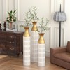 Benicabaly Set of 3 Decorative Metal Vases, Glamorous White Geometric