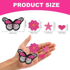 87 Pack Iron On Patches for Clothes - Assorted Styles Sew On Embroidery Patches, Flower Heart Butterfly Star Designs for Hats Jeans Jackets DIY