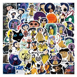 50Pcs Coraline and The Secret Door Stickers, Thriller Fantasy Movie Stickers, Waterproof Vinyl Graffiti Decals for Laptop Luggage Skateboard, Teens and Adults