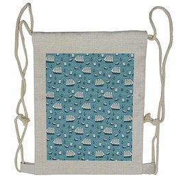 Ambesonne Anchor Drawstring Backpack, Ships Boats and Helms, Sackpack Bag