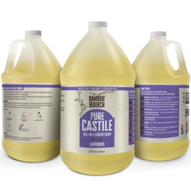 BAMBOO AND BIRCH Pure Castile Soap Liquid Organic, Certified Palm Oil Free Natural Soap, Lavender, 1 Gallon