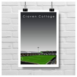 GroundDesigns FULHAM FC Football Gift CRAVEN COTTAGE Stadium Art Unframed A3 Print FFC