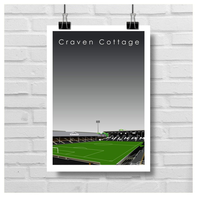 GroundDesigns FULHAM FC Football Gift CRAVEN COTTAGE Stadium Art Unframed