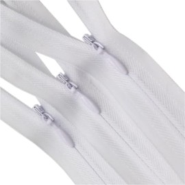 10pcs 30 inch White Invisible Zipper Non-Separating DIY Sewing Tools for Craft Special Dress, Garments, Clothes, Pillow, Tailor (White, 30")