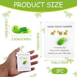Positive Small Green Turtle, You're Turtley Awesome Positive Energy Friendship Turtle, Mini Cute Turtle Ornament with a Encourage Card, Pocket Turtle Hug Cheer Up Gifts for Family Friends Men Women