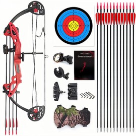 Lanneret Compound Bow and Archery Sets - Right Hand Archery Compound Bows 15-29 lbs Draw Weight Adjustable for Youth and Beginners，Hunting Bow Kit for Beginner