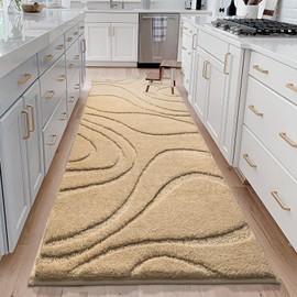 DEXDE Bathroom Rugs Runner 24 x 72 Inch, Extra Long Bathroom Rug Non-Slip Machine Washable Bath Mats Beige Soft Carpets for Floor, Tub and Shower, Home Decor Accessories