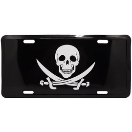 Pirate Calico Jack Rackham Black 6"x12" Aluminum License Plate Car Tag