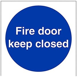 V Safety Fire Door Keep Closed Sign - 100mm x 100mm - 1mm Rigid Plastic