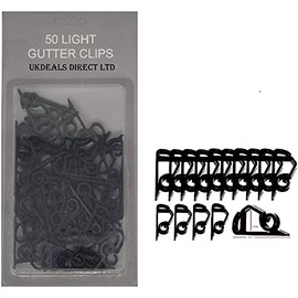 UKDD® 50 Gutter Hanging Hooks Clips for Hanging Outdoor Xmas Christmas String Rope Fairy Lights Decoration Gutter Clips(Black)