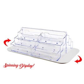 Marketing Holders 2 Pack Spinning Business Card Holder Clear Acrylic White Base 12 Slot Tiered Desk Display for 3.5" x 2" Appointment Cards in Dental Offices