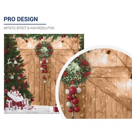 Allenjoy 6 x 6 FT Rustic Christmas Barn Door Backdrop for Photography Merry Xmas Wood Party Background Winter Snow Holiday Baby Kids Portrait Photobooth Banner Decorations Photo Studio Prop