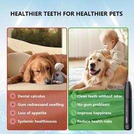 NEENCE Dog Tooth Plaque Remover, Dog Tooth Brushing Kit with LED Light, Pet Ultrasonic Cleaner, Teeth Cleaning for Pet Dental Care, Black