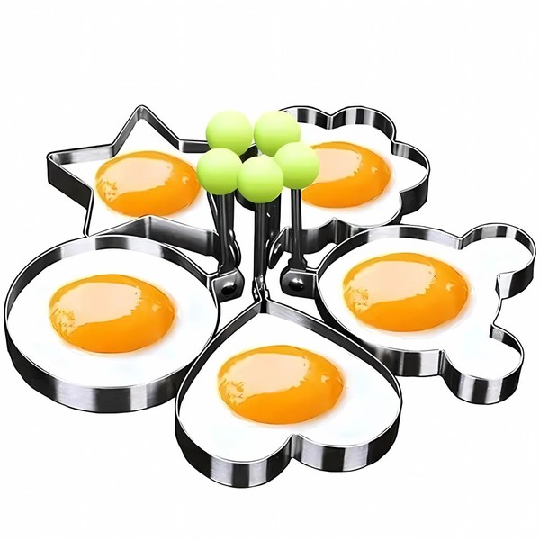 5 Shape Non-Stick Egg Rings Cooking Egg Fried Pancake Omelets Mould Rings Kitchen Tool Pancake Rings Stainless Steel