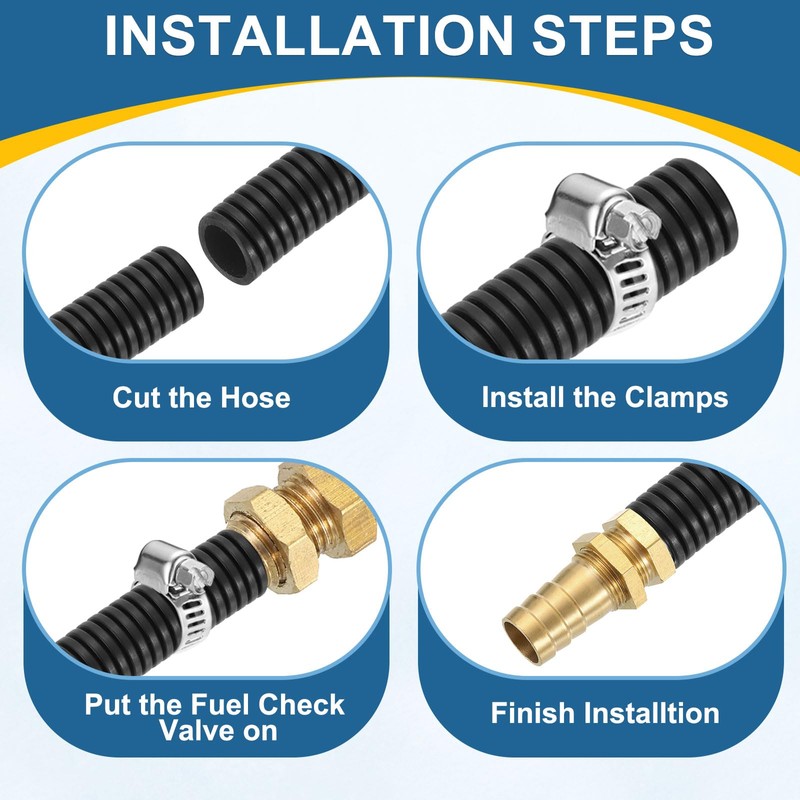 sourcing map 2Pcs 1/2" Hose Barb Fitting, Brass Hex Head