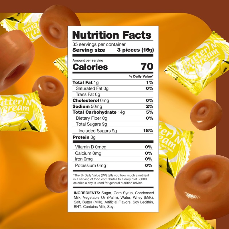 Butter ‘N’ Cream Hard Candy - 3 Pound Bulk Pack