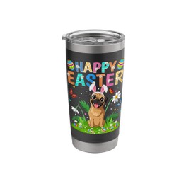 Pug Happy Easter Egg Hunt Bunny Ear Dog Easter Sunday Stainless Steel Insulated Tumbler