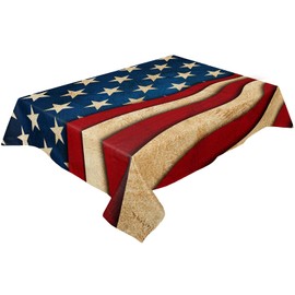 4th of July Tablecloth American Flag Table Cloth for Independence Day Waterproof Patriotic Star USA Flag Tablecloths Rectangle Kitchen Table Cover for Dinner Picnic Memorial Day Holiday Party 52x70