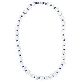 BlueRica Puka Chip Shells Necklace with Blue Glass Bead Spacers