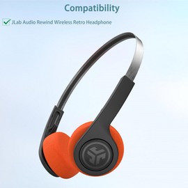 Audio Rewind Earpads,HAIZEEN Earpads Compatible with JLab Audio Rewind Wireless Retro Headphones Ear pads Replacement Cushion (Protein Leather/Memory Foam)