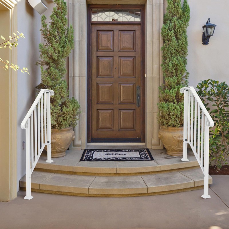 3 Step Handrails for Outdoor Steps, Wrought Iron Stair Railing