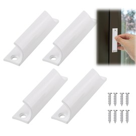 Rbleote Pack of 4 Balcony Door Handle, Outdoor Patio Door Handle, Balcony Door Handle, Aluminium Alloy Handle, Patio Door Handle, Balcony Door, 76 mm for Furniture Accessories (White)