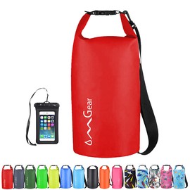 OMGear Waterproof Dry Bag Backpack Waterproof Phone Pouch 40L/30L/20L/10L/5L Floating Dry Sack for Kayaking Boating Sailing Canoeing Rafting Hiking Camping Outdoors Activities (Red, 5L)