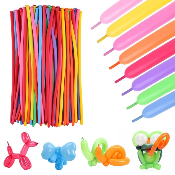 Pack of 100 Modelling Balloons, 30 cm Length, Multicoloured Long