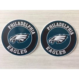 2x Philadelphia Eagles Car Bumper Laptop Vinyl Die Cut Stickers Decals - 2x Eagles Round Shape
