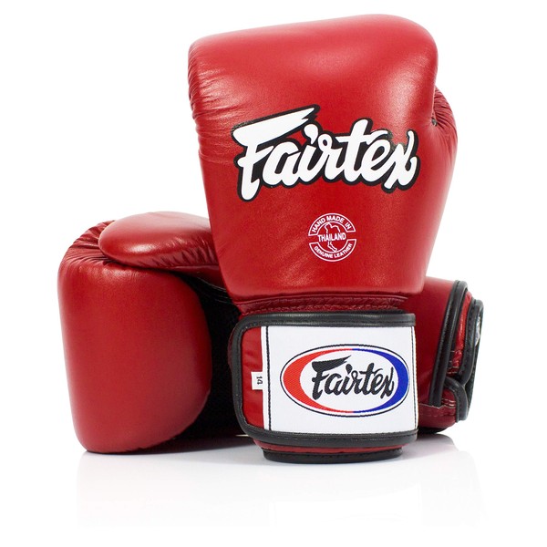 Fairtex BGV1BR Muay Thai Boxing Breathable Gloves for Men, Women, Kids | MMA Gloves, Kickboxing, Gym, Workout | Premium Quality, Light Weight & Shock Absorbent 10 oz Boxing Gloves-Red
