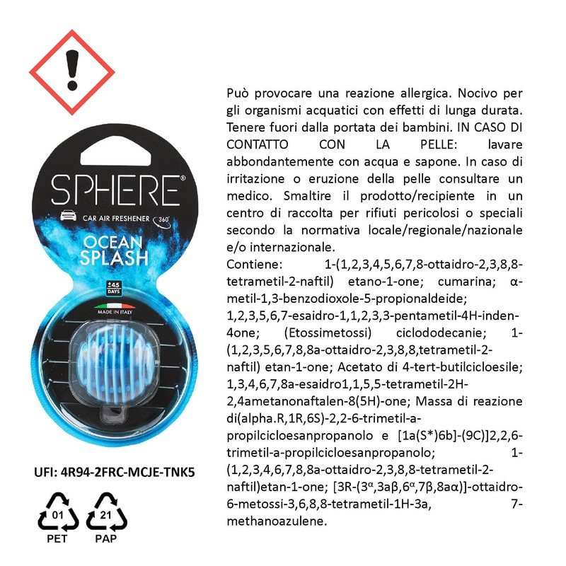 Little Joe Sphere Ocean Splash Scented Car Air Freshener