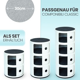 Felt Pad Suitable for Componibili Made of Upcycling rPET Felt – Made in Germany – Bedside Table Round Underlay Felt Washable – Round Bedside Table Flower Coaster Round easy and green®