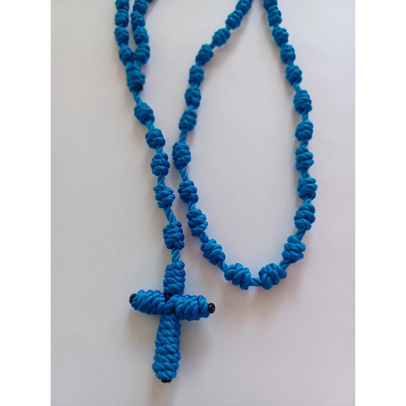 Nylon Rosary Knotted cord Blue