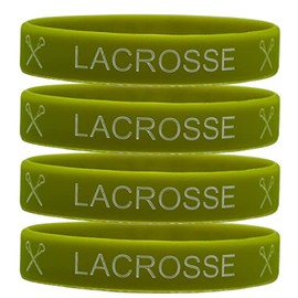 LAX Lacrosse Wristband Silicone Bracelet (4-Pack) - LACROSSE Sticks (Olive)