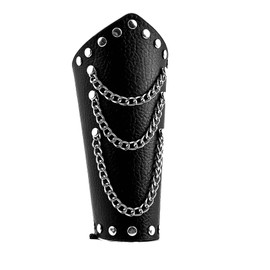 MILAKOO Black PU Leather Chains Bracelets Wristband for Women Men Gothic Steampunk Style Cool Armour