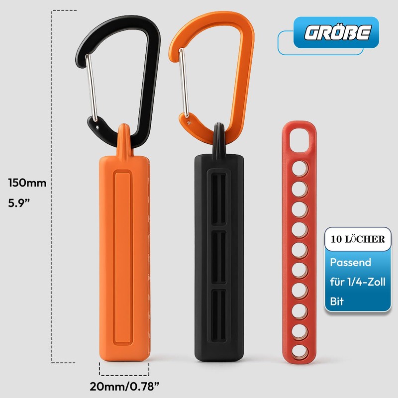 Saipor 3-Piece Screwdriver Bit Holder, Key Ring Drill Holder, 1/4