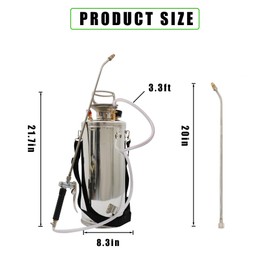 HOSTIC 2 Gallon Stainless Steel Sprayer Hand Pump Sprayer with Pressure Gauge Safety Valve Adjustable Nozzle for Gardening Lawn and Cleaning