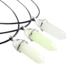 Healvian 3pcs Luminous Hexagonal Crystal Stone Pendant Necklace with Leather