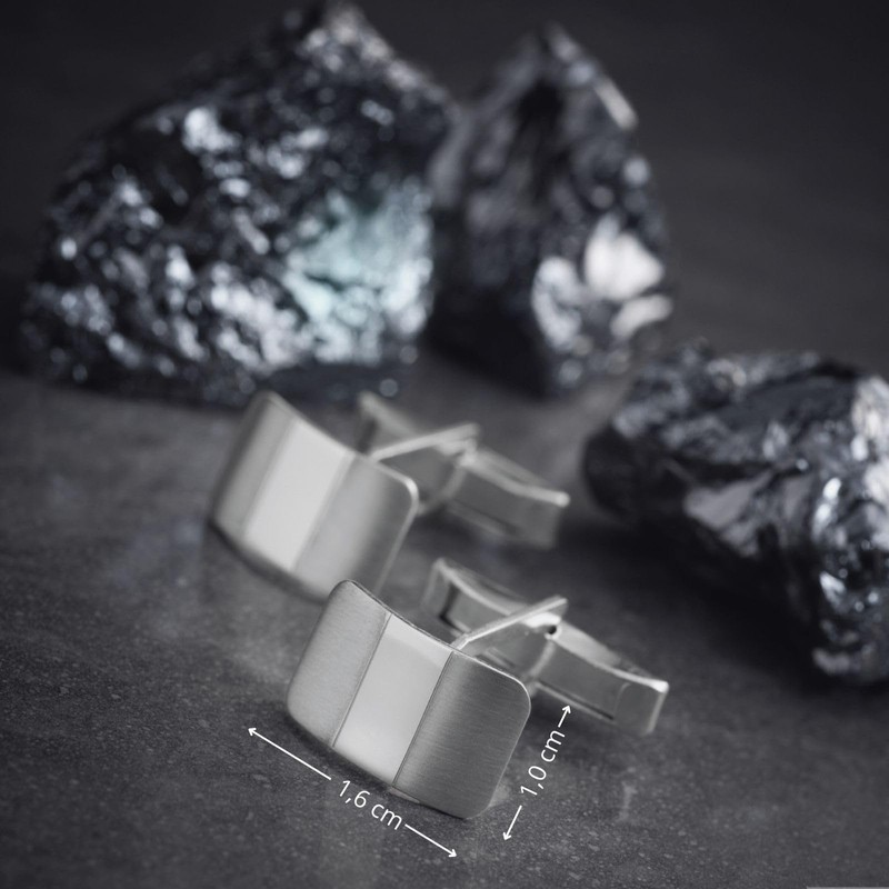 Men's Silver Cufflinks with Matte and Shiny Stripes in 925