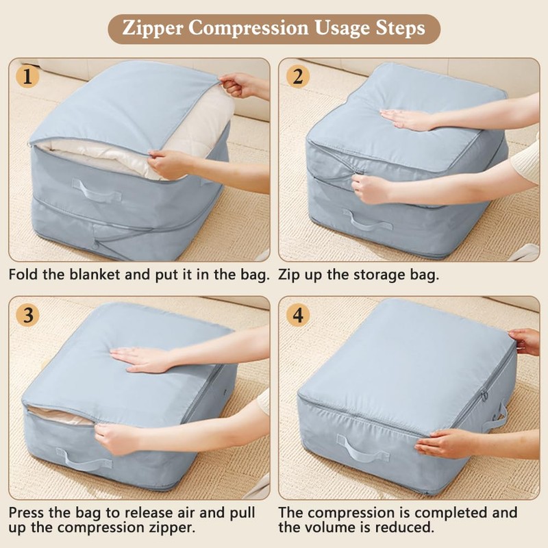 Ultra Space Saving Compression Storage Bags With Handles, Double Zipper