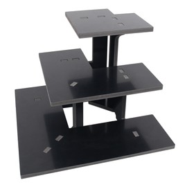 Luxinika 3-Tier Retail Table Risers Display Stand with Shelves for Vendor Events, Farmers Market Craft Fair Rack Candle Soap Stand for Shows Countertop Pop Up Shop Tumblers Candy (Black, Corner)