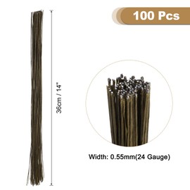 sourcing map 100pcs Brown Floral Wire Stems Bendable 0.55mm 24 Gauge Florist Wire for Artificial Flower Making Crafts Wreaths Supplies