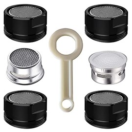 4PCS 2.2 GPM Faucet Aerator, 2 Pack Aeration Filter Replacement Parts With Brass Housing 15/16 Inch 24mm Male Thread Aerator Faucet Filter With Gasket For Kitchen And Bathroom (Black)