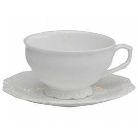Teetasse Tasse mit Untertasse Porzellan weiß 'Provence' von Chic Antique