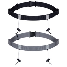 JOVITEC 2 Pieces Race Number Belt with 6 Gel Loops for Running Cycling Triathlon Marathon (Black and Dark Gray)