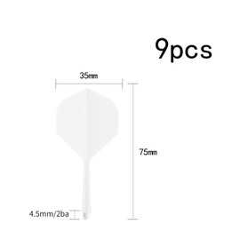YIEUR Pack of 9 Dart Flights with Shafts Stable White, 75 mm Plastic Standard Dart Accessories for Darts Dart Game (White)