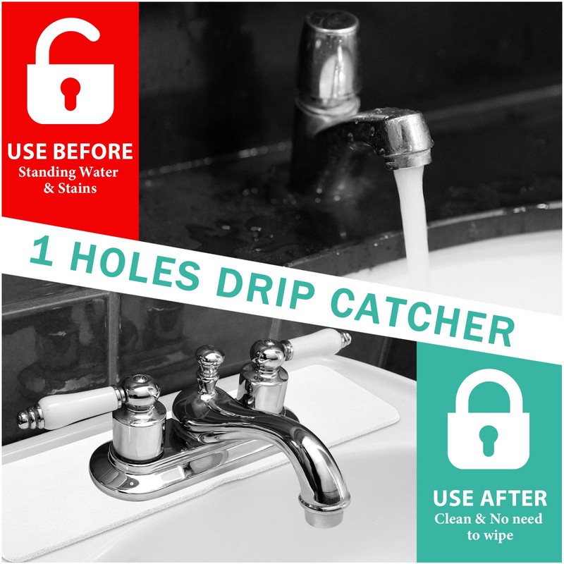 Tioncy 2 Pcs Faucet Mat Sink Splash Guard Oval-hole Oval