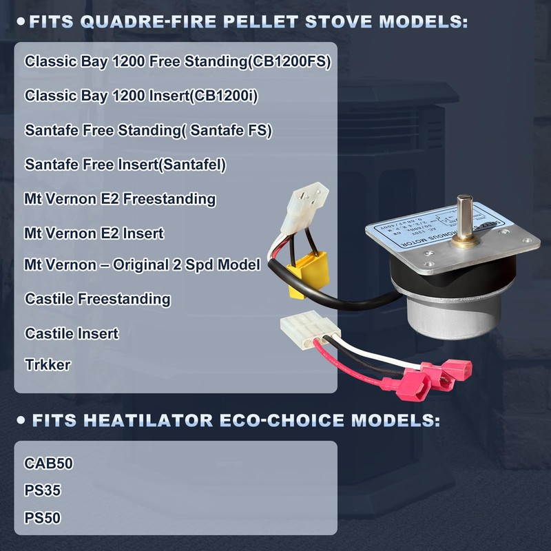 Feed Motor Replacement for Quadra Fire Classic Bay 1200, Santafe,