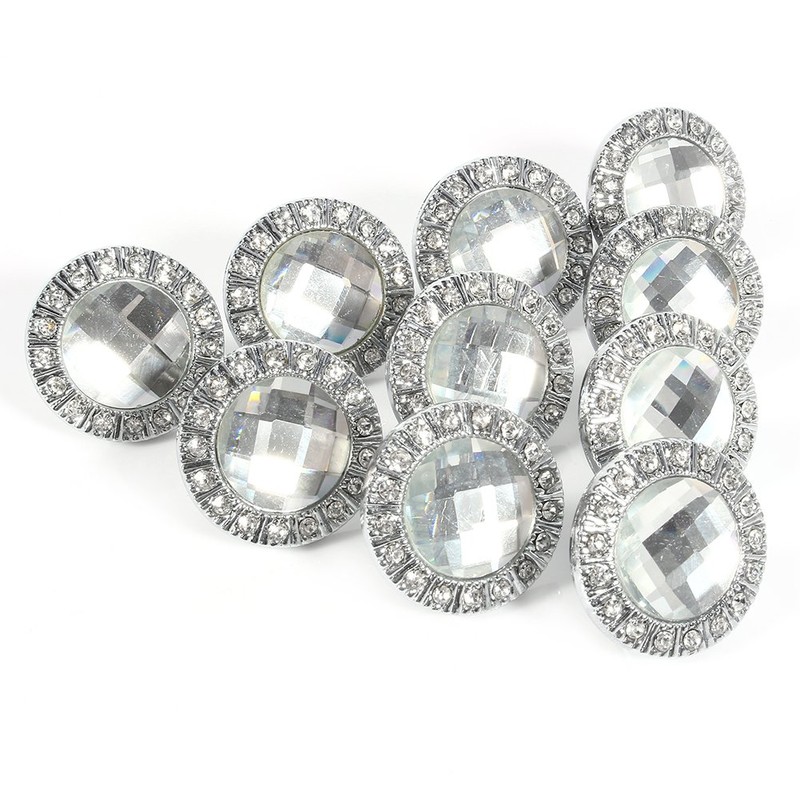 Yosoo 10pcs 30mm Clear Crystal Diamond Door Knobs Wardrobe Doorknob